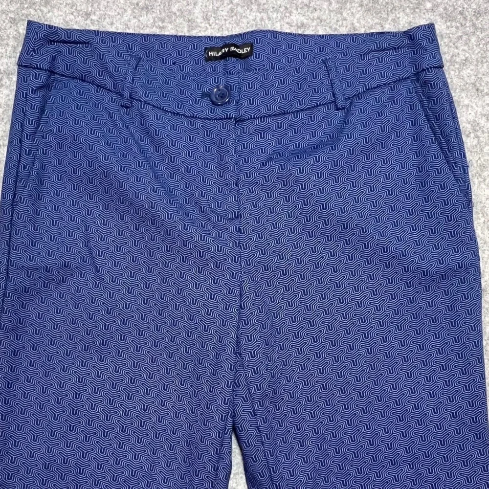 Hilary Radley Womens Blue Geometric Maze Print Ankle Pants Size 6